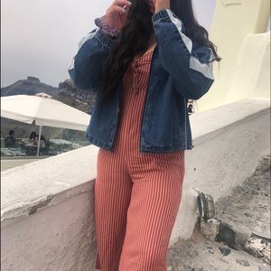 Red and white striped jumpsuit